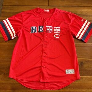True Fan XL Cincinnati Reds Stars & Stripes MLB Baseball Jersey Red Patriotic